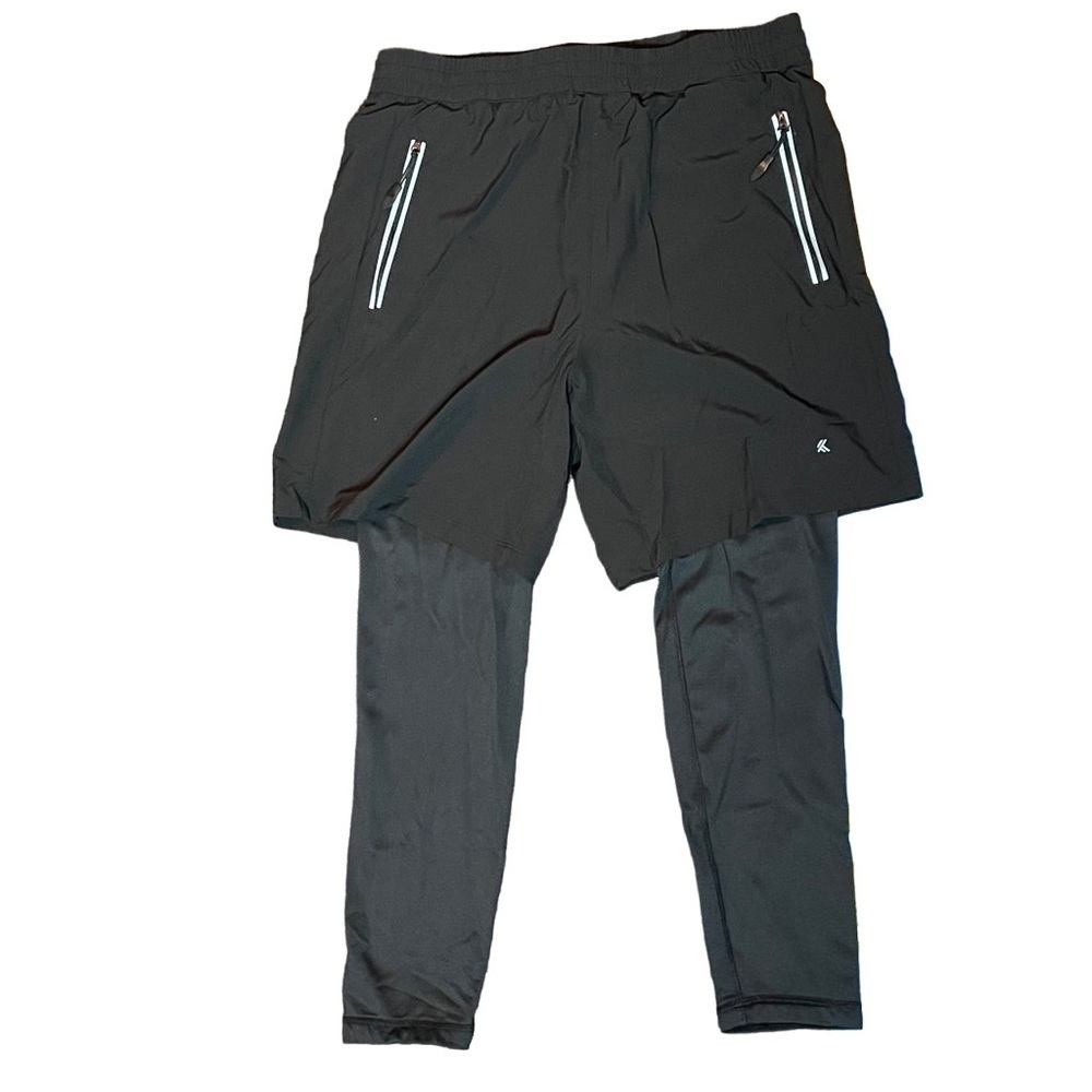 Kyodan Twin Skin Black Running Shorts with Legging Liner size Small